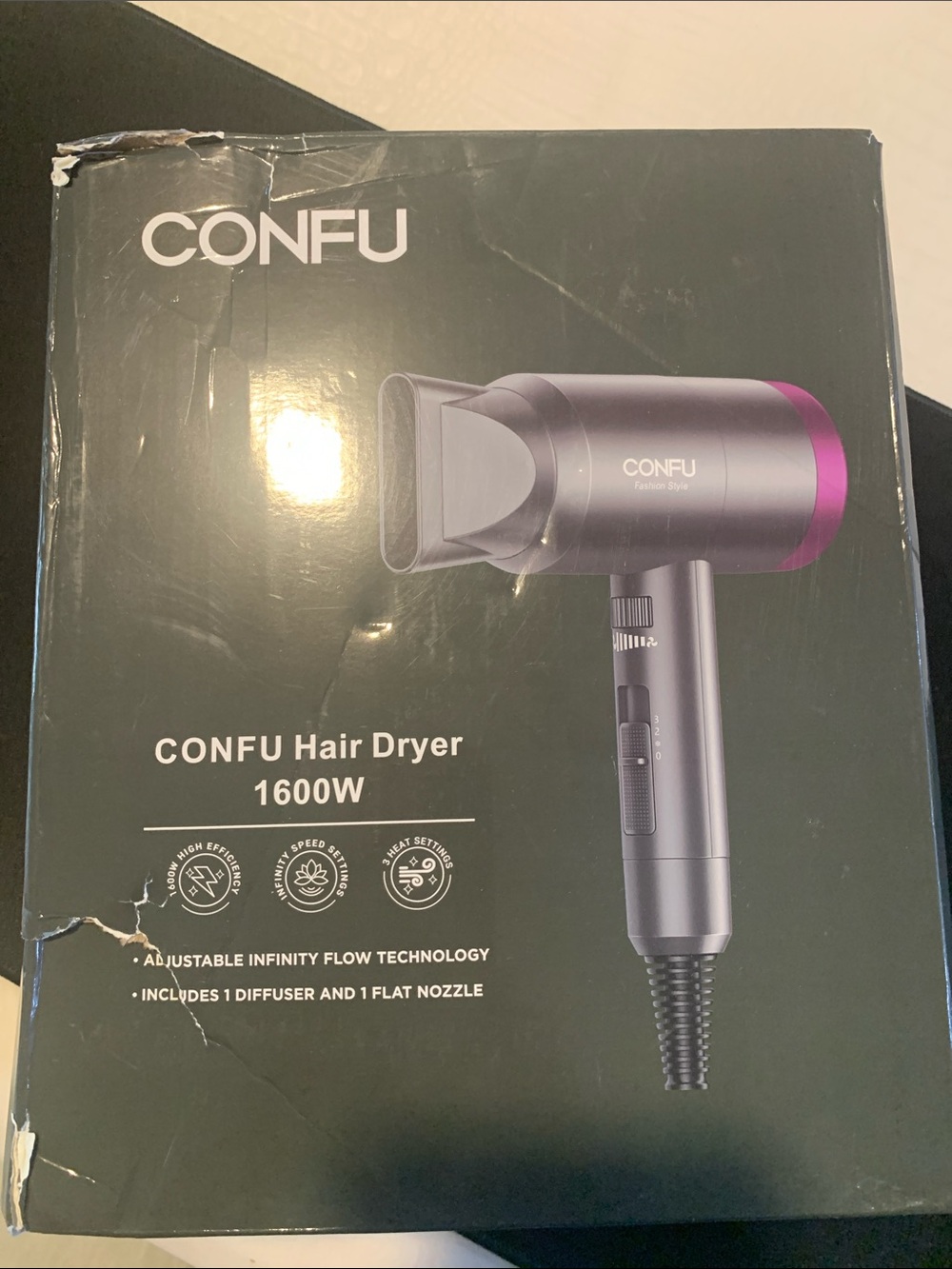 1600W Women's Hair Dryer in Purple and Gray